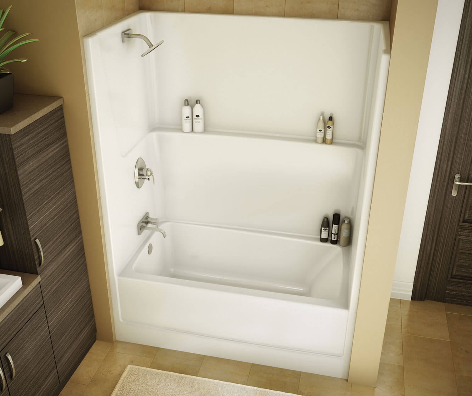 TSEA Plus 60 x 32 AcrylX Alcove LeftHand Drain OnePiece Tub Shower in