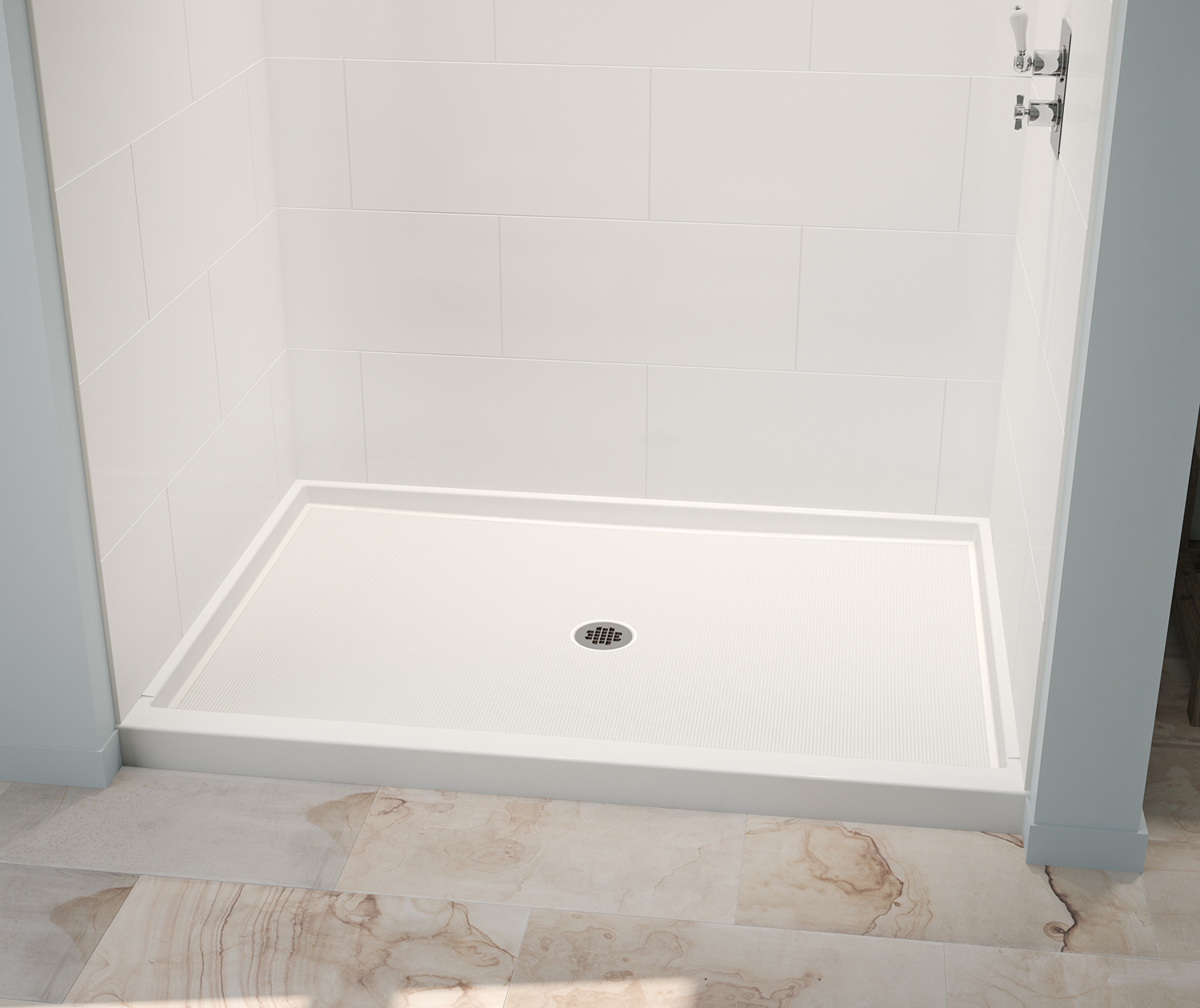 SS4260 42 x 60 Swanstone® Alcove Shower Pan with Center Drain in White