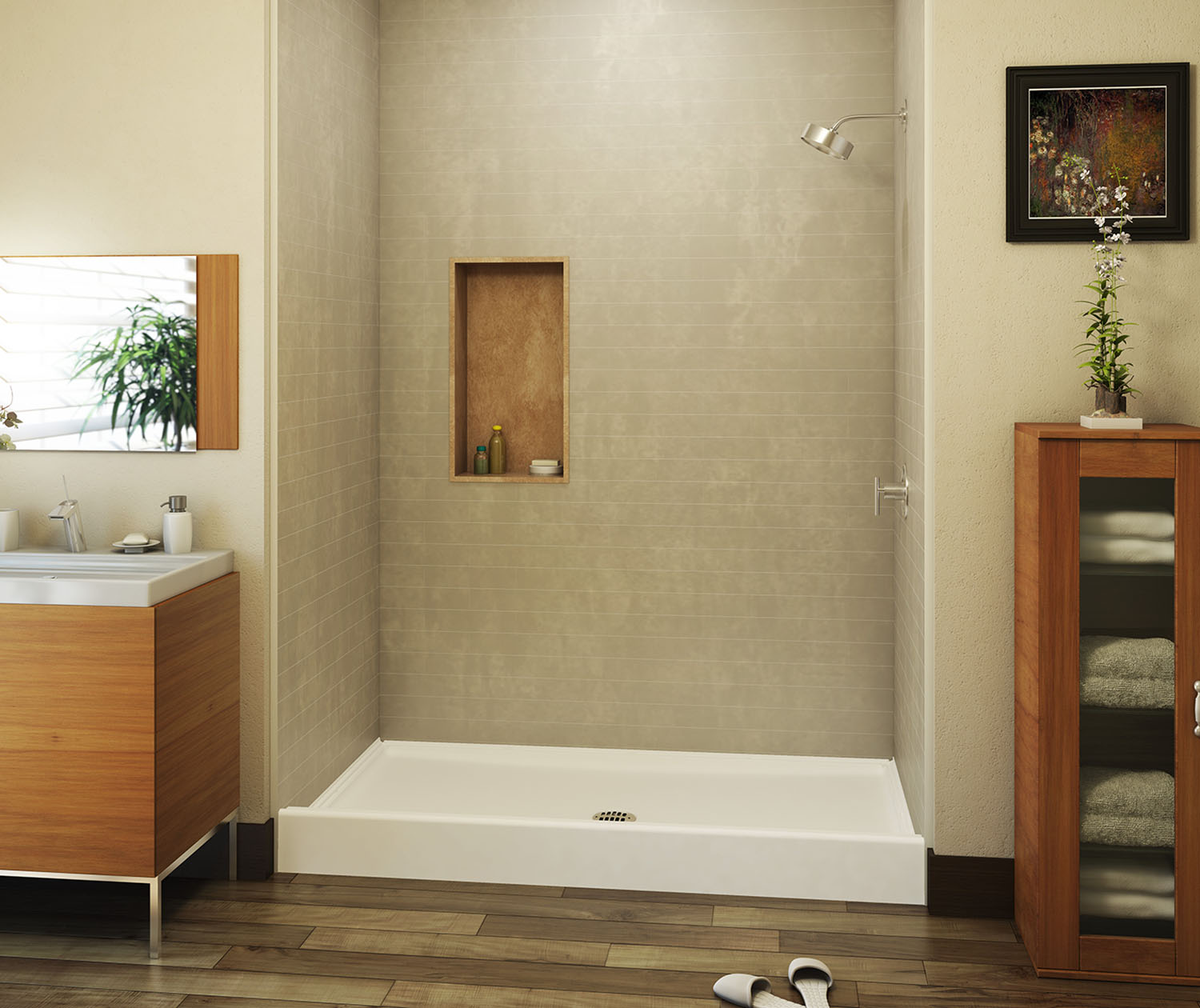 VP6034CPAN Veritek™ Pro Alcove Shower Pan with Center Drain in White