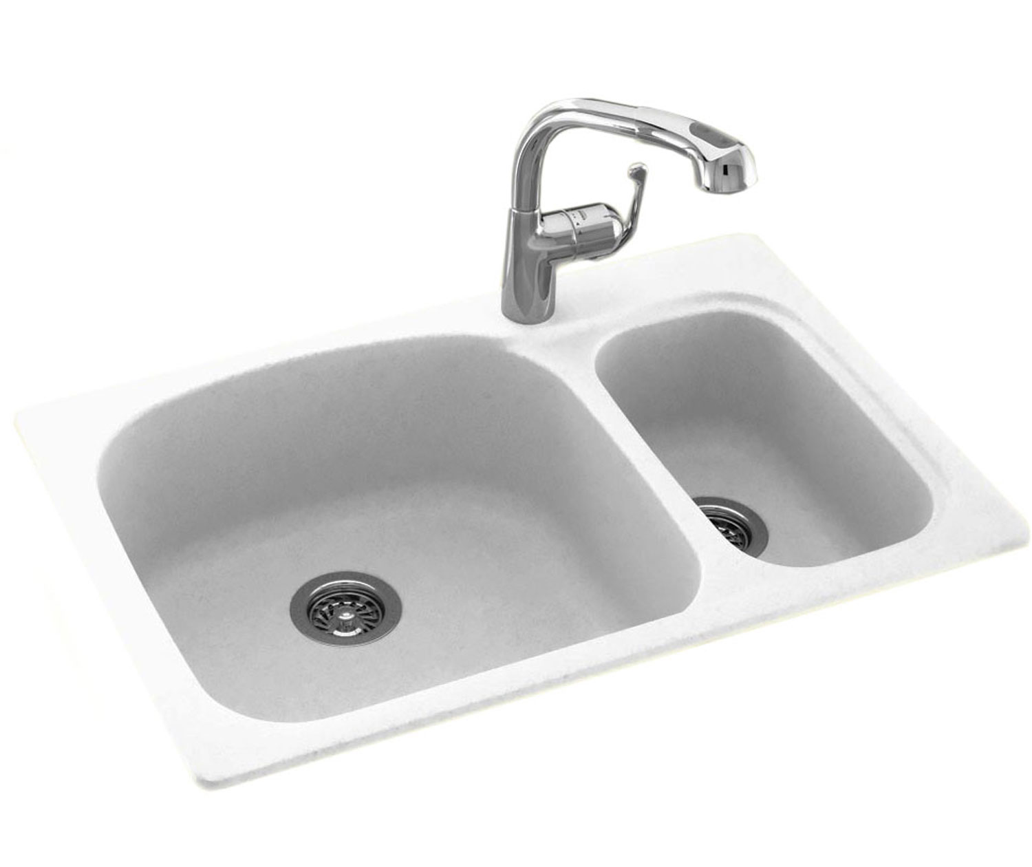 KSLS-3322 22 x 33 Swanstone® Dual Mount Double Bowl Sink in White