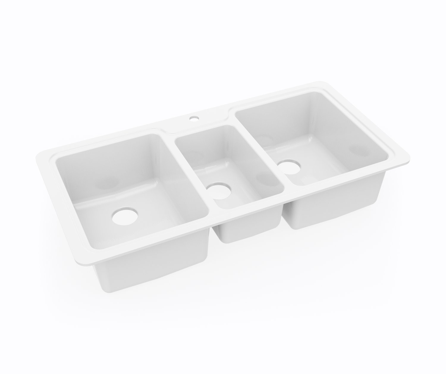 KSTB-4422 22 x 44 Swanstone® Dual Mount Triple Bowl Sink in White