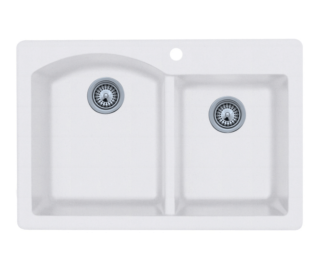 KSTB-4422 22 x 44 Swanstone® Dual Mount Triple Bowl Sink in White