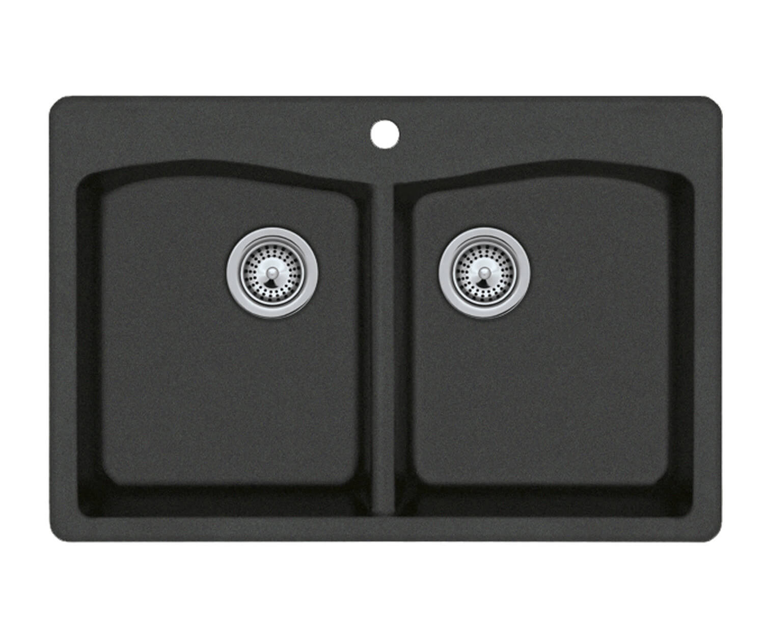 QZED 3322 22 X 33 Granite Drop In Double Bowl Sink In Nero Sink Swan En   Swan Sw000184 077 