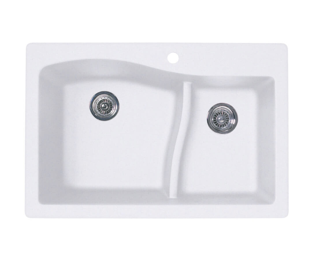 QZLS 3322 22 X 33 Granite Drop In Double Bowl Sink In Opal White Sink   Swan Sw000186 210 