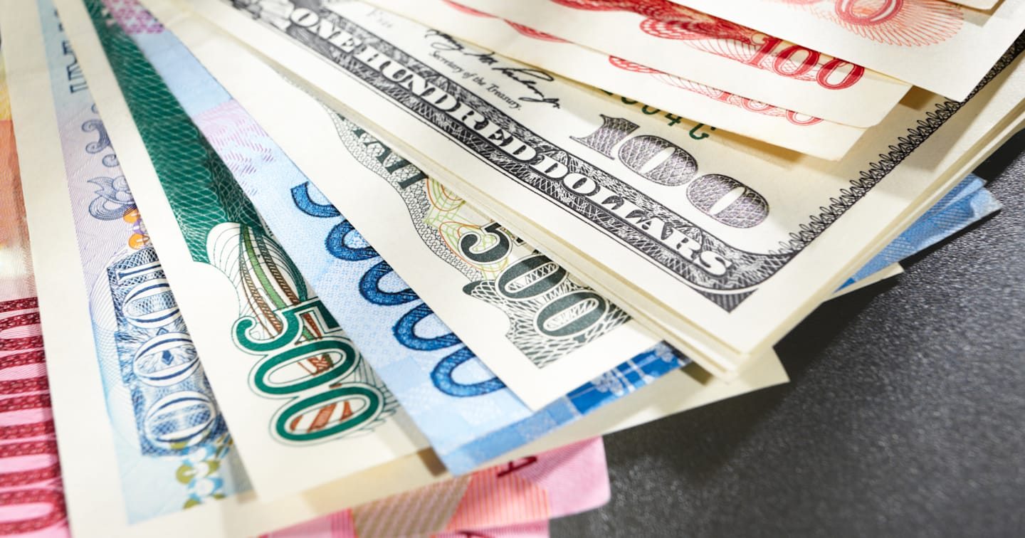 Colorful assorted currency.
