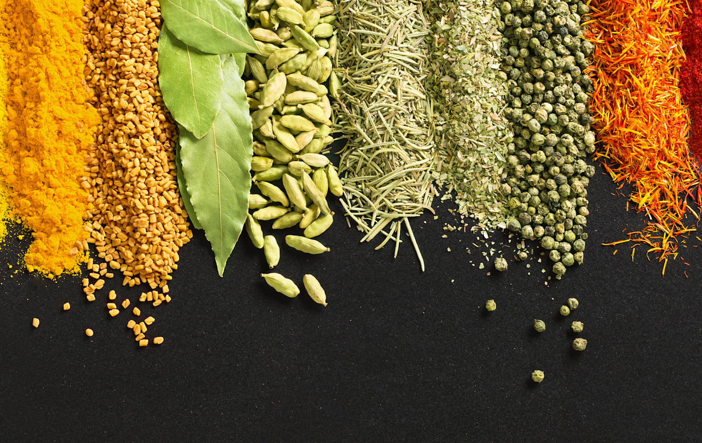 Assortment of herbs and spices.