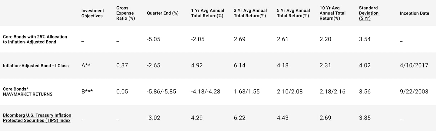 Supporting Data for Inflation-Adjusted Bond Fund.
