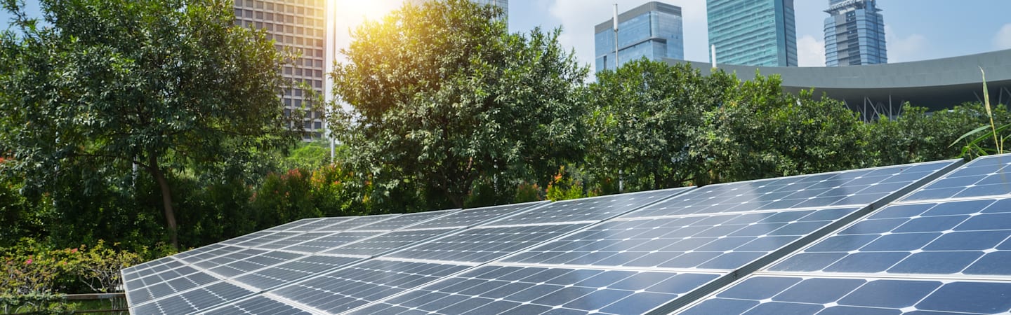Solar panels in the city.