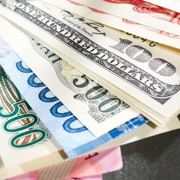 Colorful assorted currency.