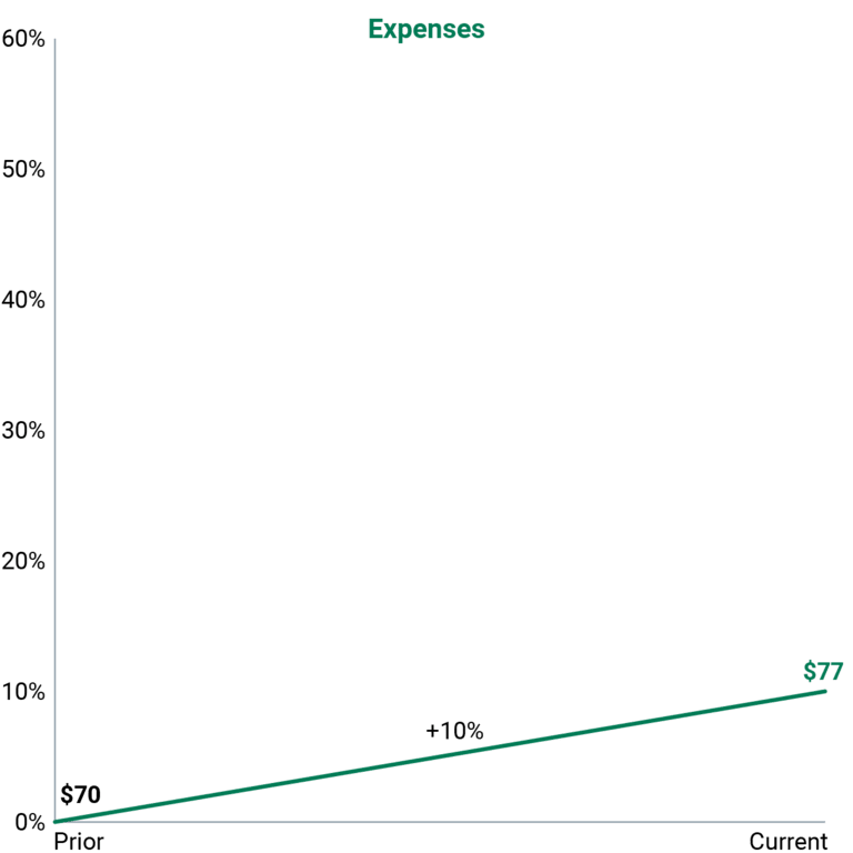Hypothetical impact of 10% inflation on expenses for typical technology company.