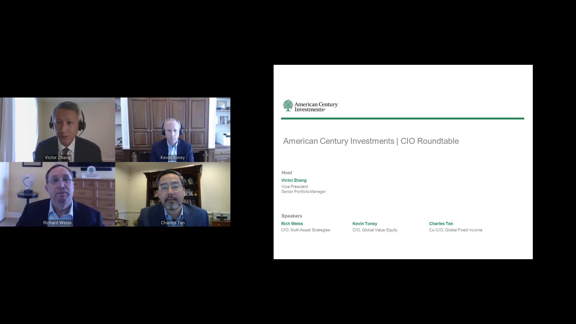 Watch as a select group of American Century Investments’ thought leaders share perspectives on the global economy and opportunities they see for fixed income, value equities and multi-asset strategies.