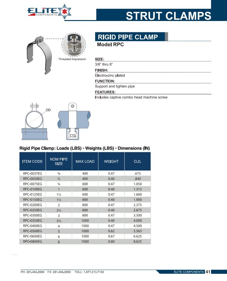 1/2" STRUT CLAMP PART RPC0050EG Ameripipe Supply, Inc