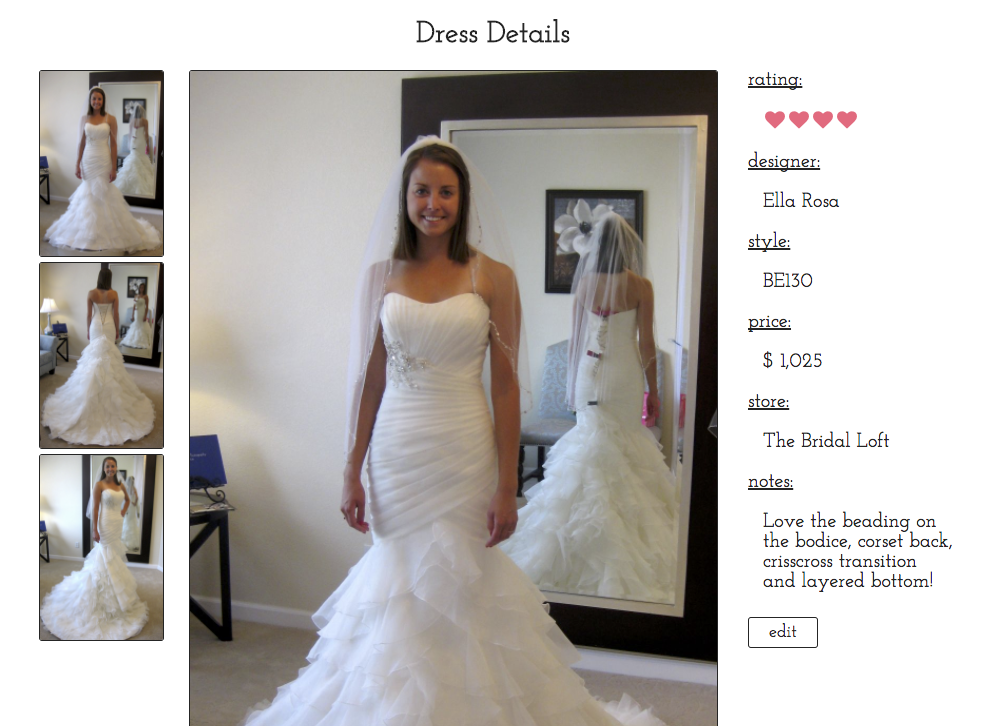 dress details page