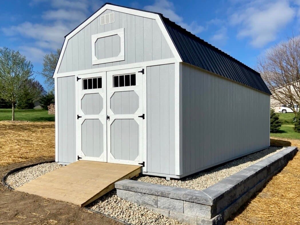 Amish Lofted Barn with Ramp delivered to Brooklyn, Michigan