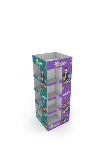 foldie Island Product shelves Stands Flat Pack Modular Pop shelves That Cut Down Cost By 50