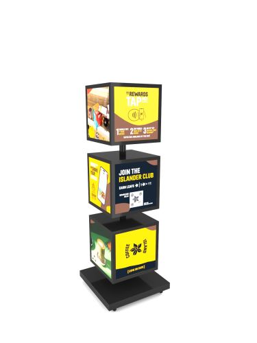 Motion cube floor display unit Motion shelfs Moving shelf Shelves