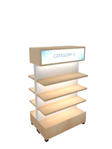 Cosmic Aisle Unit Retail Store Racks Maximizing Retail Success With Effective Promo Table And Standee Flex shelfs