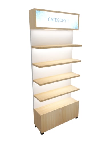 Cosmic Backwall Retail Store Racks Maximizing Retail Success With Effective Promo Table And Standee Flex shelfs