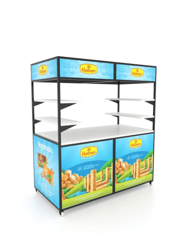 FoodCart Movable Shops Maximizing Retail Success With Effective Promo Table And Standee Flex shelfs