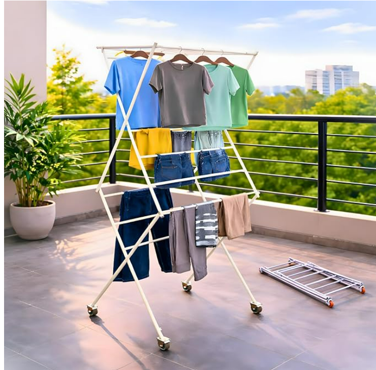 AirFold - Foldable + Strong - Clothes Drying Rack with Wheels (5.5ft)
