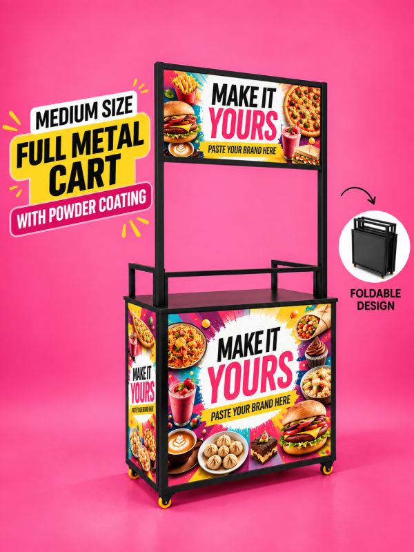 Foldable Food Cart 3X1.5 Ft Non Lit