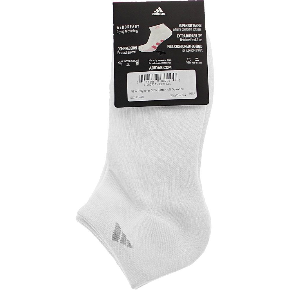 Adidas Womens Cushioned Low Cut 3pk Socks White View 3