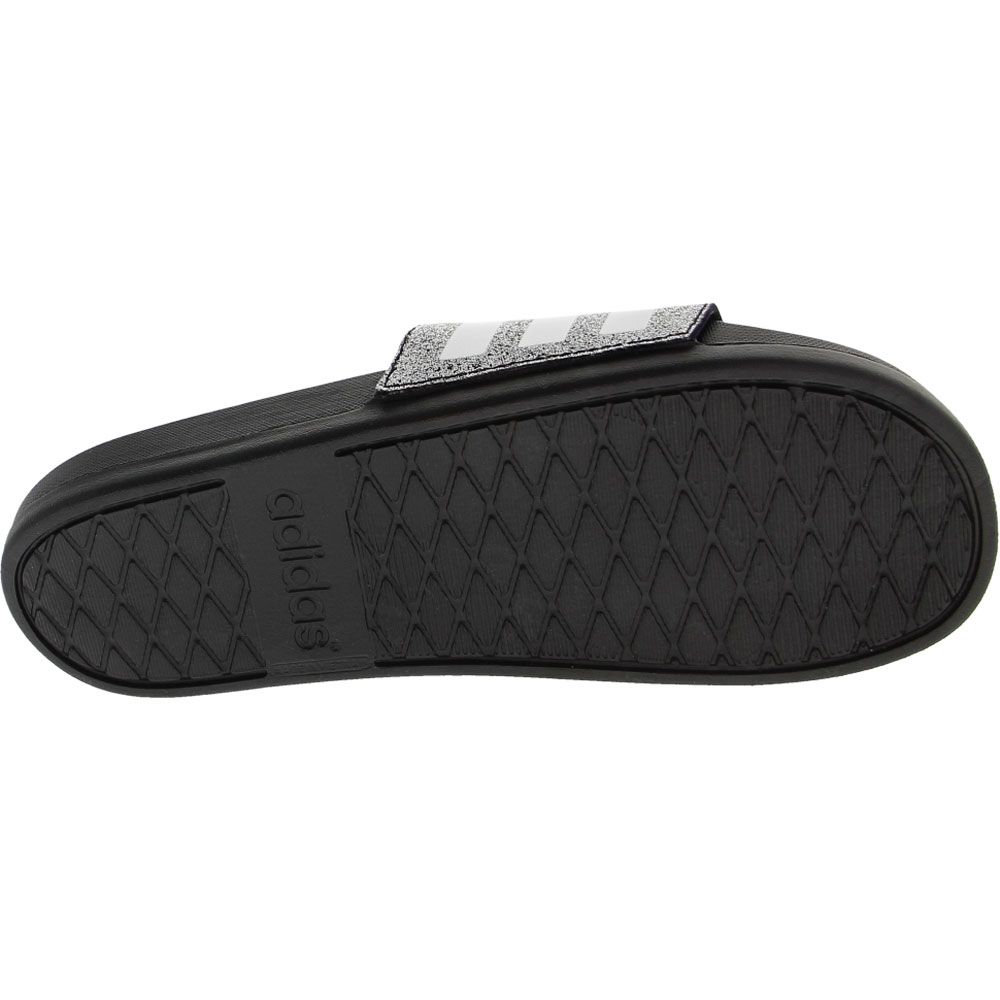 Adidas Adilette Comfort Slide Sandals - Girls Black White Sole View