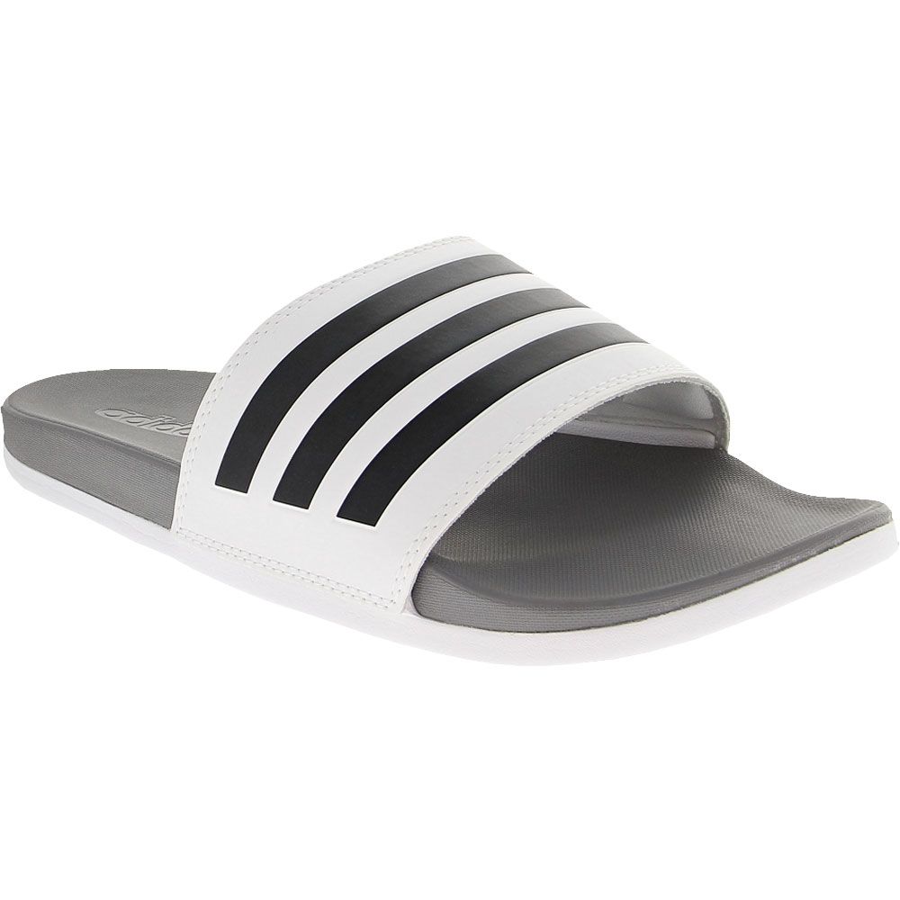 Adidas Adilette Comfort 2 Slide Sandal - Mens White Black Grey Three