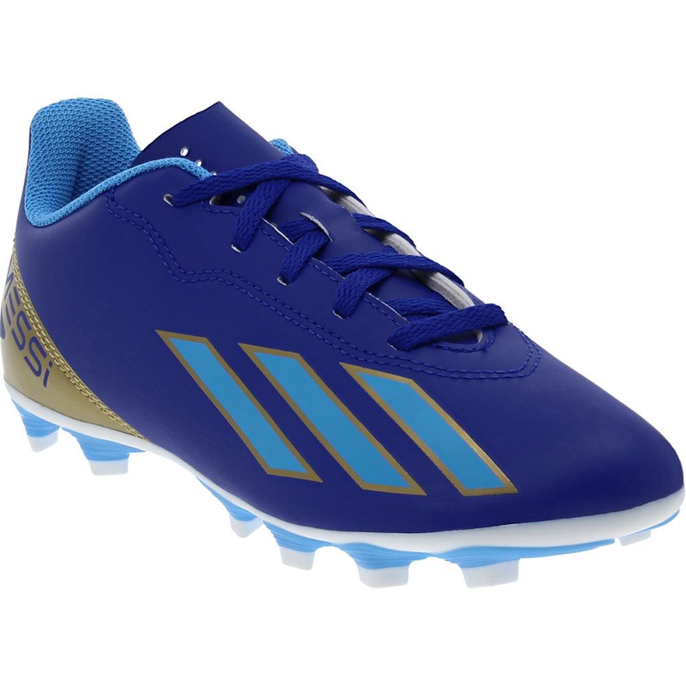 Adidas X Crazyfast Club Messi FxG Outdoor Soccer Cleats - Kids Blue White Gold