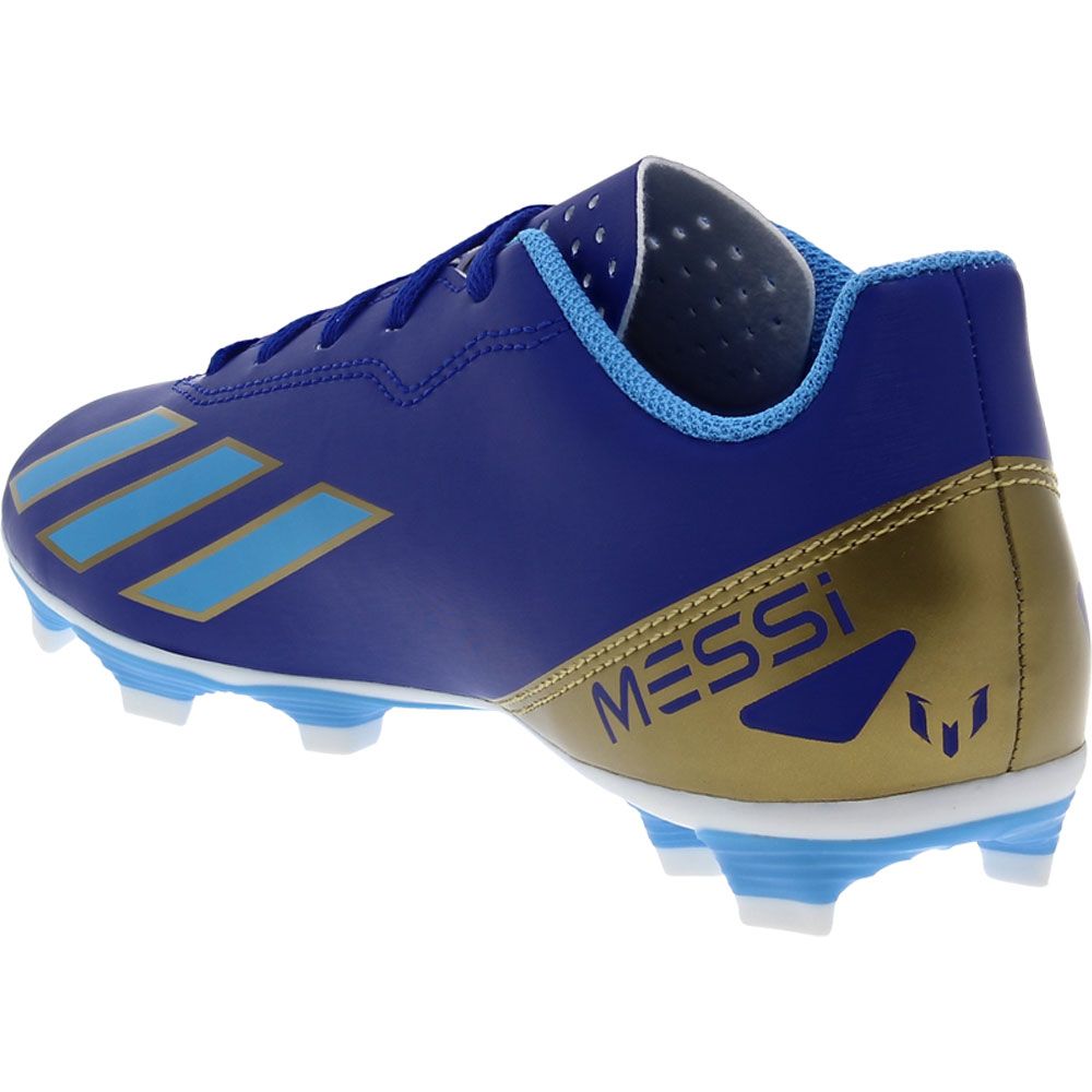 Adidas X Crazyfast Club Messi FxG Outdoor Soccer Cleats - Kids Blue White Gold Back View