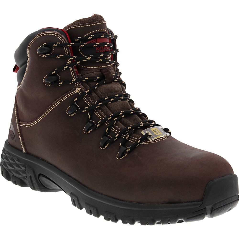 Avenger Work Boots Flight Mid 7421 Mens Safety Toe Work Boots Brown