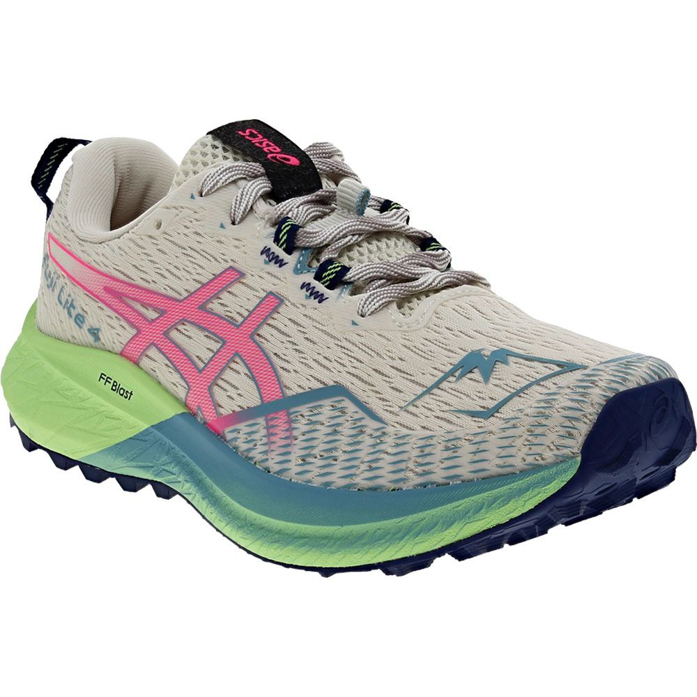 ASICS Fuji Lite 4 Trail Running Shoes - Womens Birch Blue Green Pink