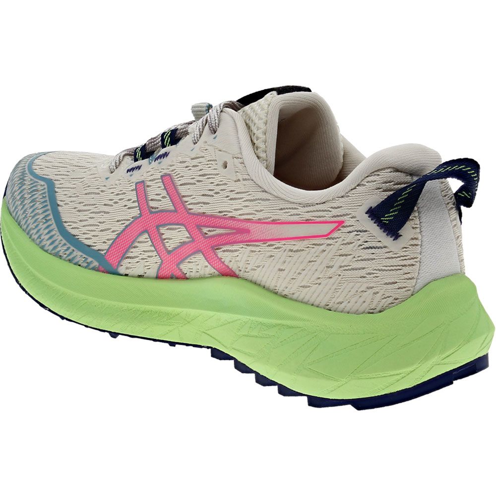 ASICS Fuji Lite 4 Trail Running Shoes - Womens Birch Blue Green Pink Back View