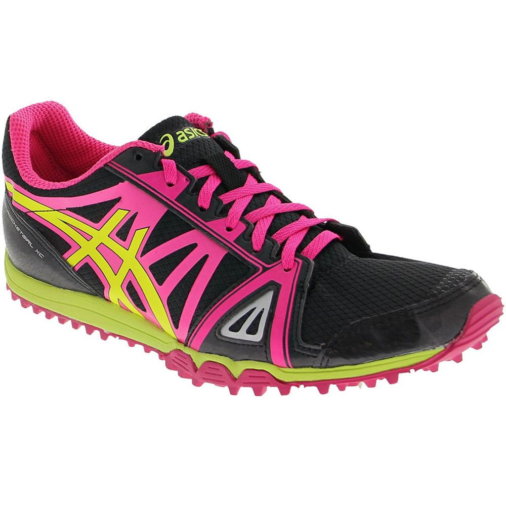 Asics Hyper Rocketgirl Xc Running Shoes - Womens Black Hot Pink Flash Yellow