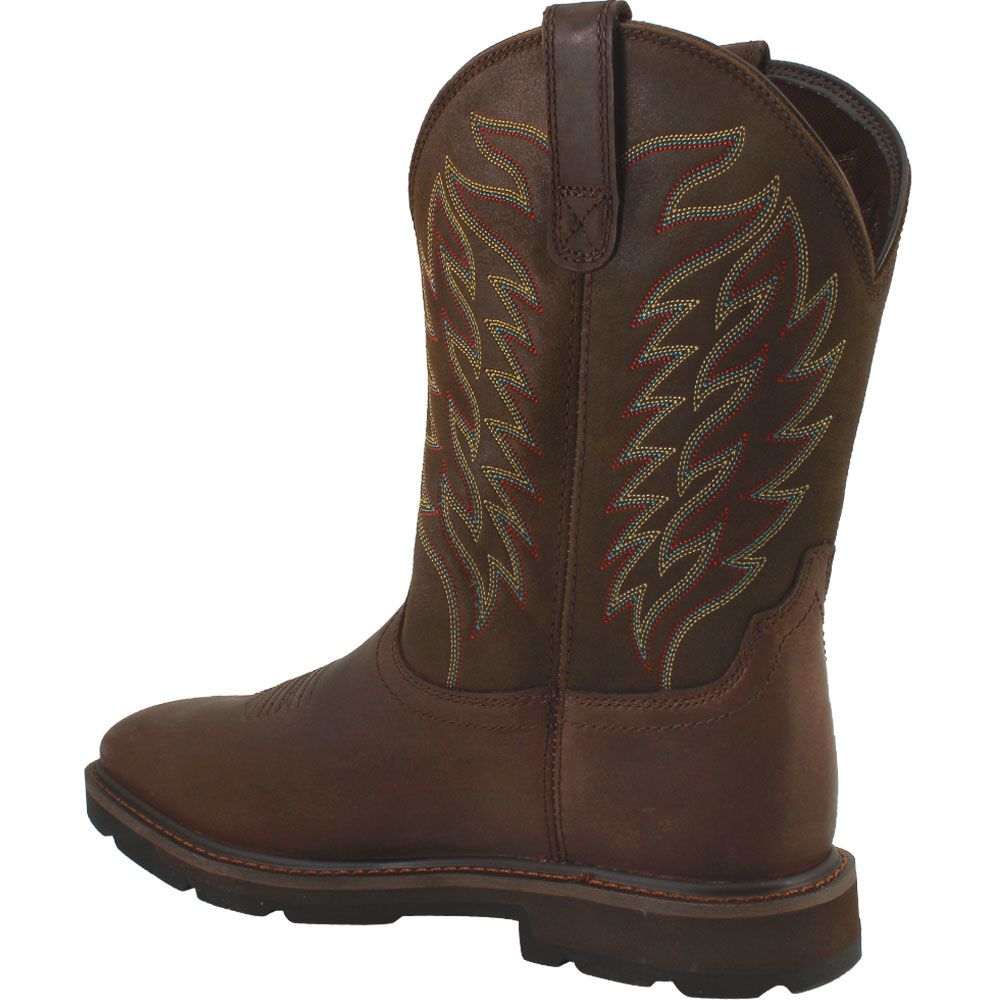 Ariat Groundbreaker Sq Toe Non-Safety Toe Work Boots - Mens Brown Back View