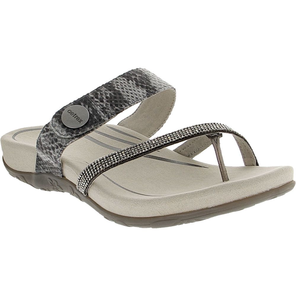 Aetrex Izzy Sparkle Sandals - Womens Pewter