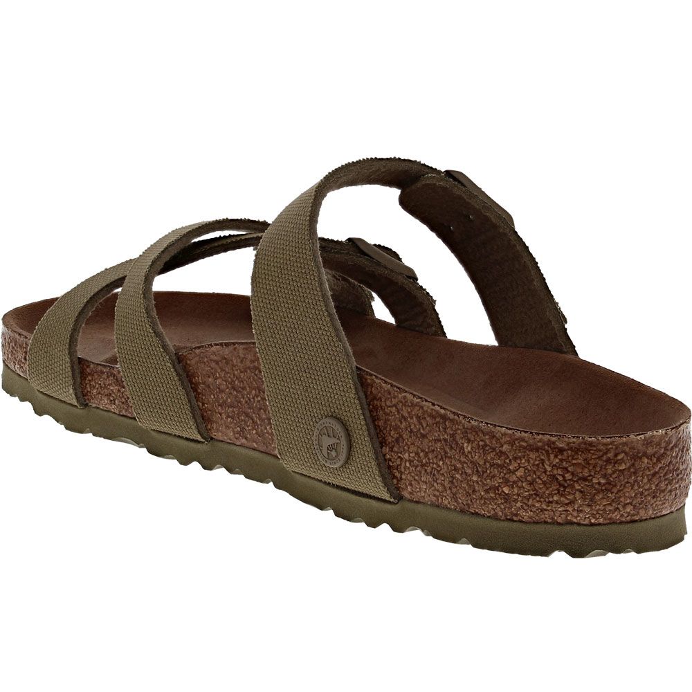 Birkenstock Franca Vegan Womens Sandals Faded Khaki Textile Back View