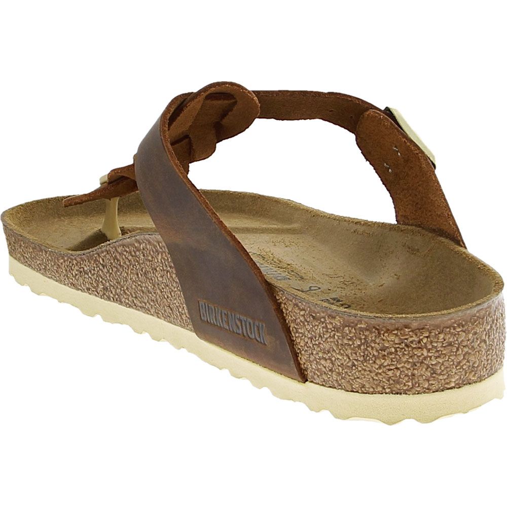 Birkenstock Gizeh Braid Flip Flops - Womens Cognac Oiled Leather Back View