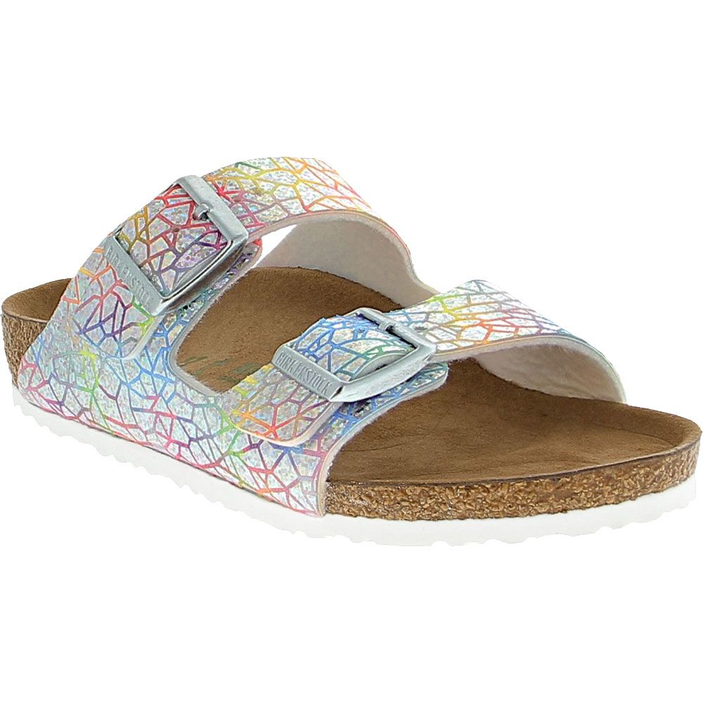 Birkenstock Arizona Vegan Sandals - Girls Hologram Silver