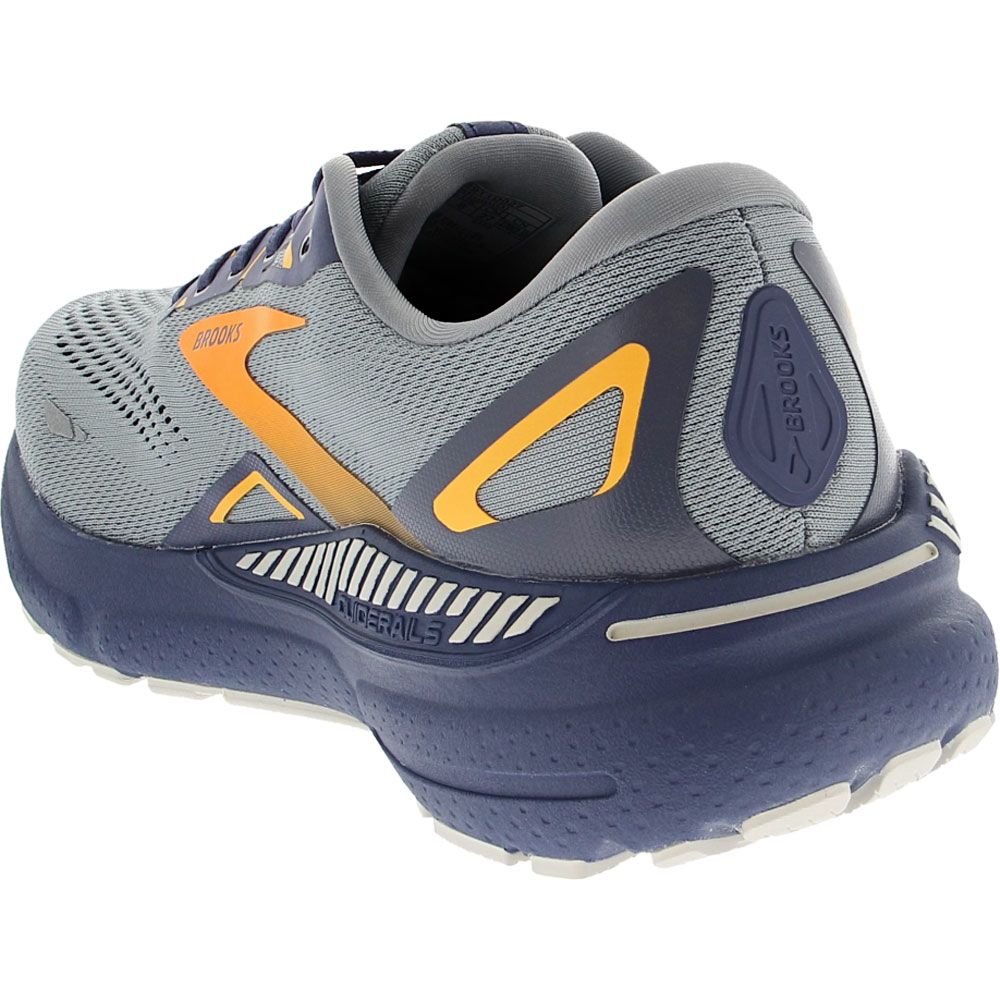 Brooks Adrenaline GTS 23 Running Shoes - Mens Grey Crown Blue Orange Back View