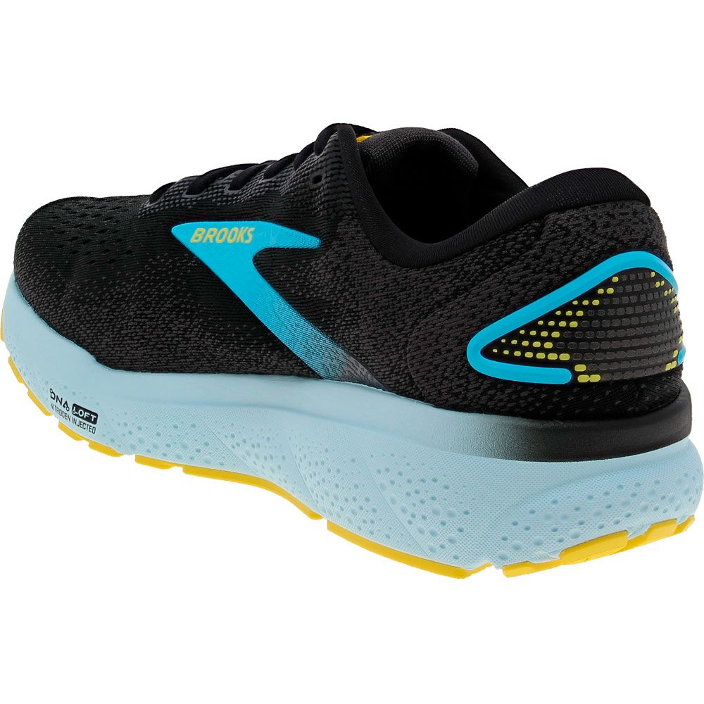 Brooks Ghost 16 Running Shoes - Mens Black Iron Blue Back View