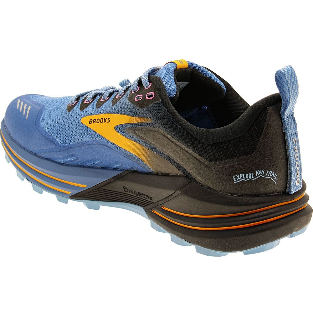 Brooks Cascadia 16 Trail Running Shoes - Womens Blue Black Yellow Back View