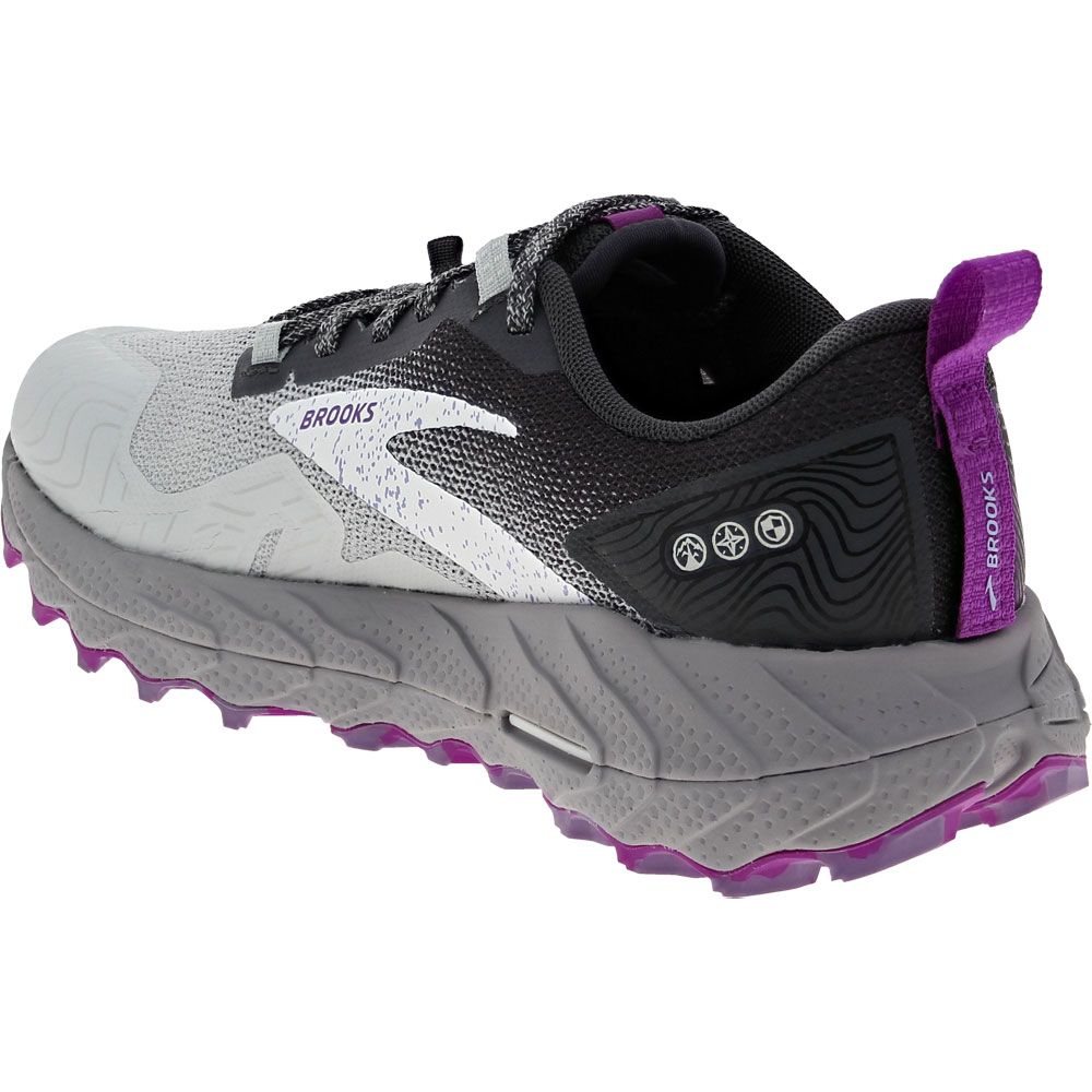 Brooks Cascadia 17 Trail Running Shoes - Womens Oyster Blackened Pearl Purple Back View