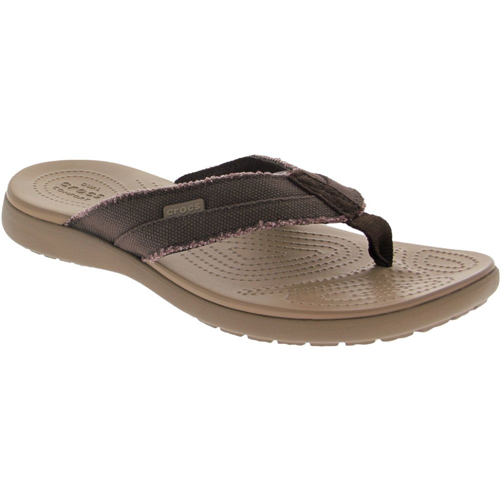 Crocs Santa Cruz Canvas Flip Flip Flops - Mens Brown