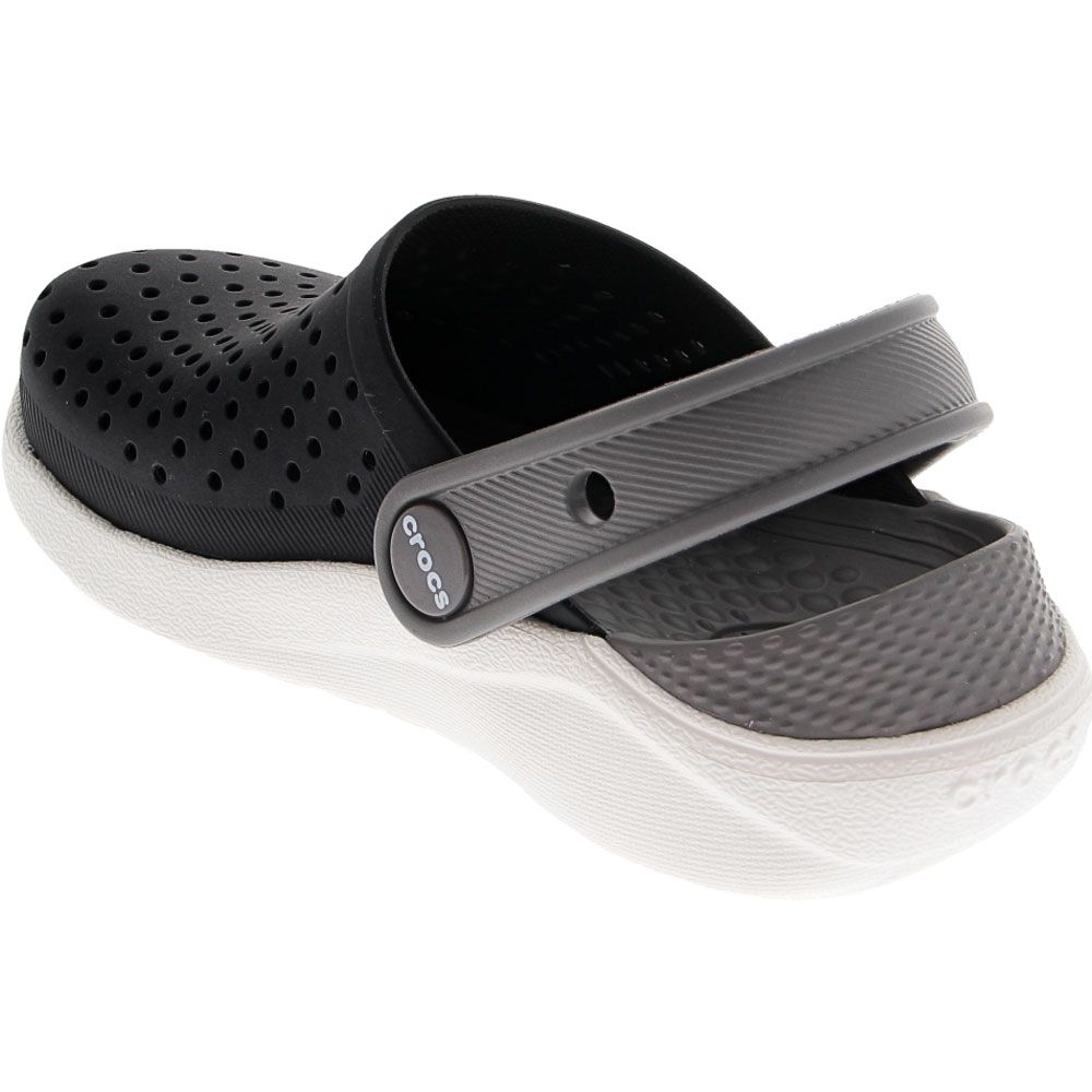 Crocs Lite Ride Clog Water Sandals - Girls Black White Back View