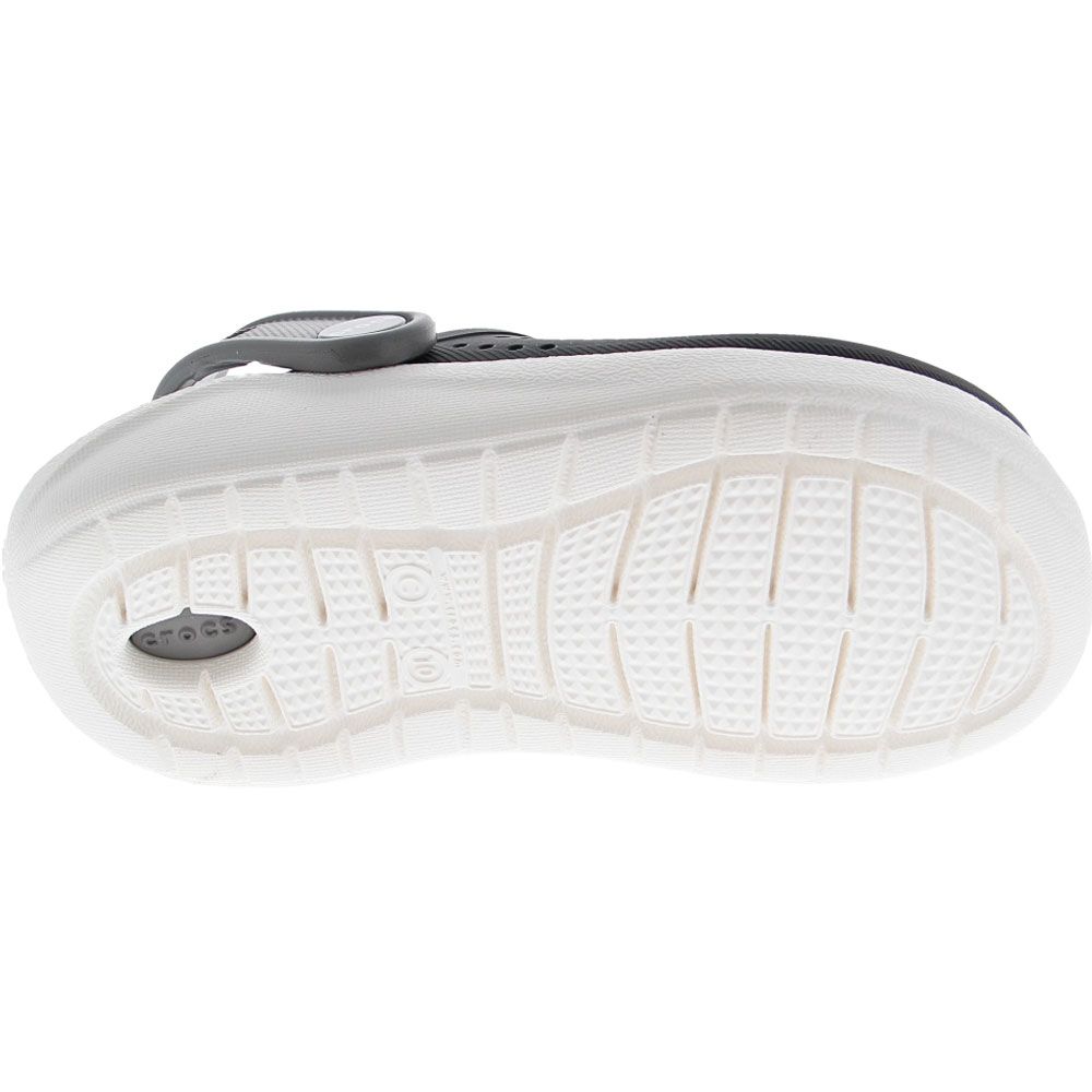 Crocs Lite Ride Clog Water Sandals - Girls Black White Sole View
