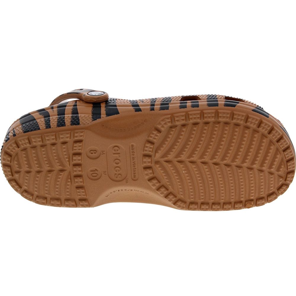 Crocs Classic Animal Clog Water Sandals - Mens Dark Gold Zebra Print Sole View
