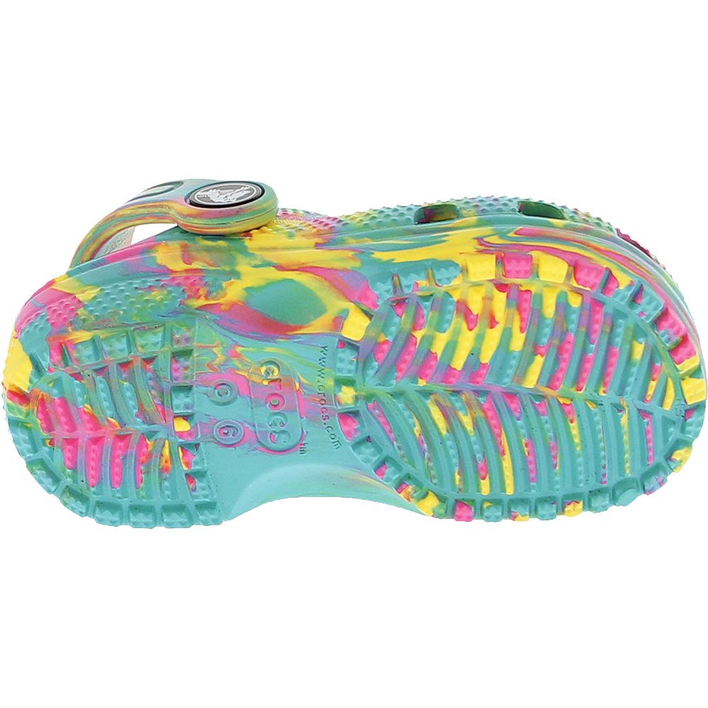 Crocs Classic Marbled Clog Toddler Sandals Aqua Multi Sole View