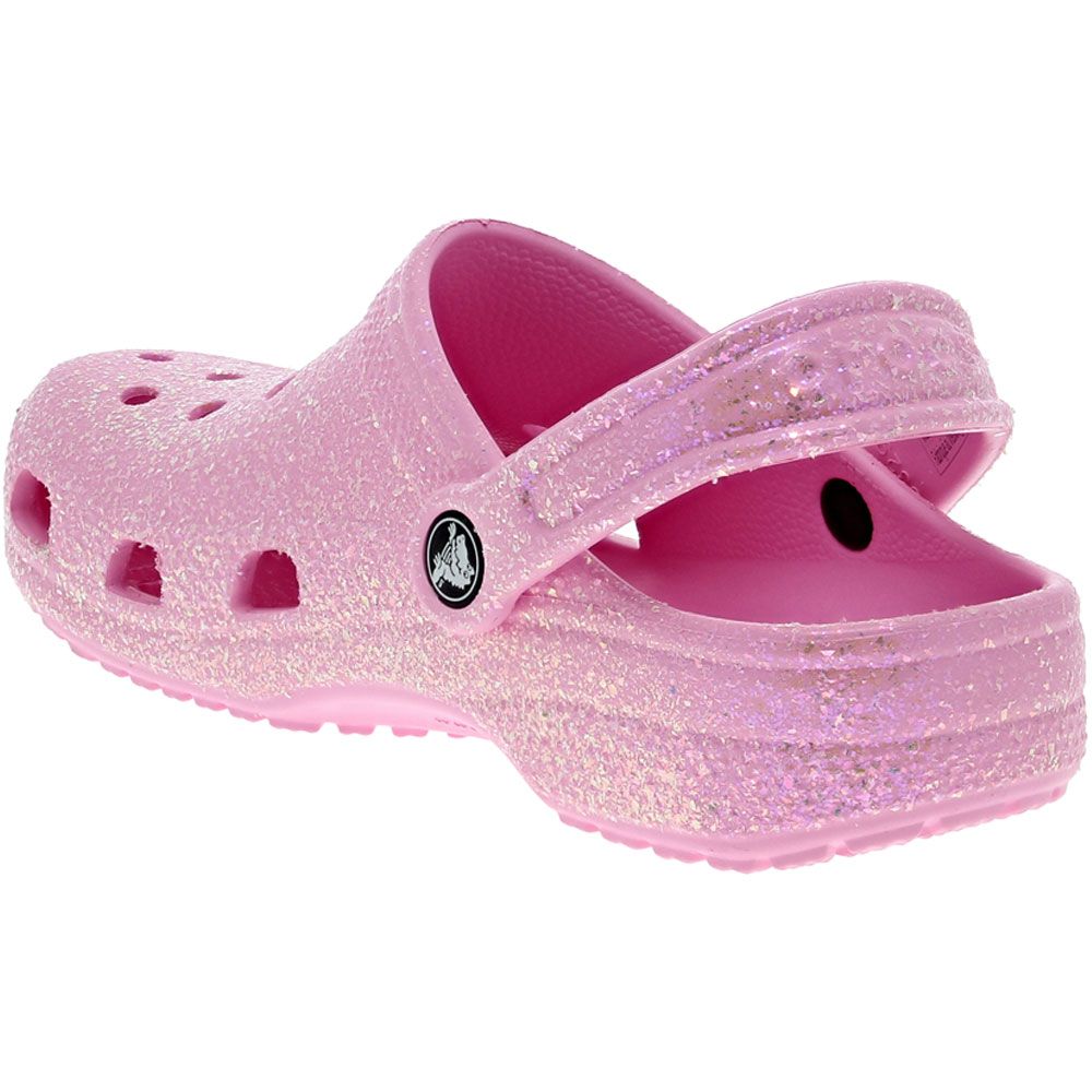 Crocs Classic Glitter Clog 2 Youth Girls Water Sandals Flamingo Back View