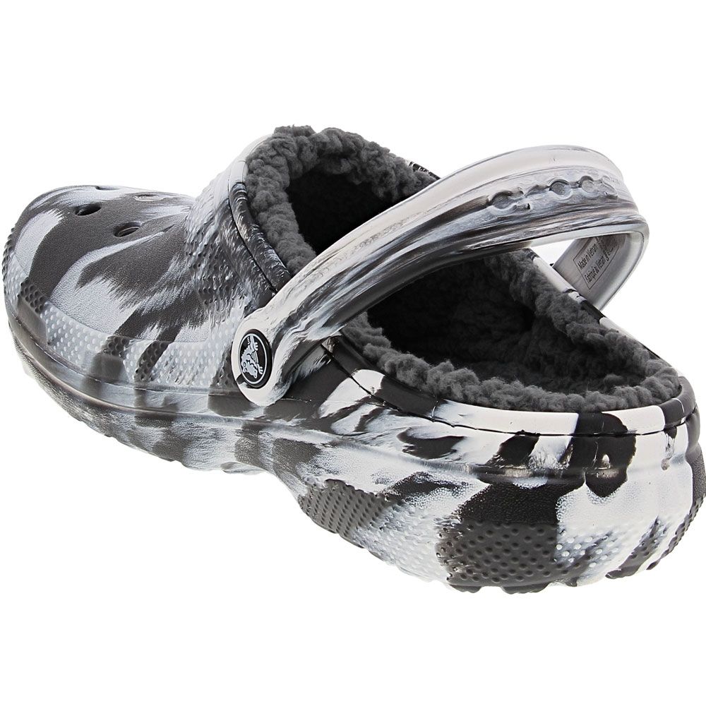 Crocs Classic Lined Marbled Water Sandals - Mens White Black Back View